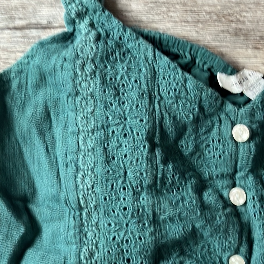 American Eagle top Emerald green crop top size small lace bohemian - Picture 2 of 9